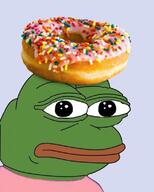 donut food looking_at_you pepe pink_shirt // 635x790 // 100KB