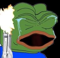 crying gun pepe screaming // 400x388 // 28KB