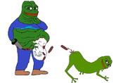 2frogs decapitated holding_object penis pepe saw shitting smug wojak // 1193x735 // 112KB