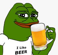 alcohol beer drinking holding_object smug text tshirt variant:pepe // 826x787 // 315KB