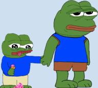 2frogs blue_shirt crying disappointed feet full_body ice_cream looking_up tank_shirt tongue variant:apu variant:pepe // 1274x1142 // 271KB