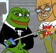 animal blood crying dog glasses janny no_pants nsfw penis smug sticky tux variant:pepe wojak // 552x524 // 231KB